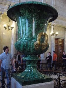Neoclassical vase veneered in malachite in the Hermitage Museum, St Petersburg