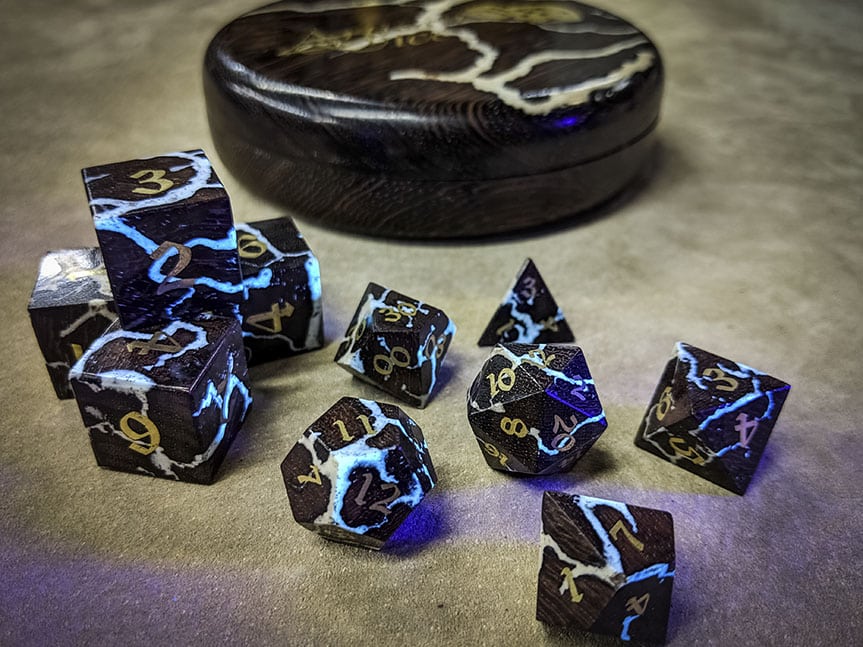 Lightning Strike Katalox UV Artisan Dice