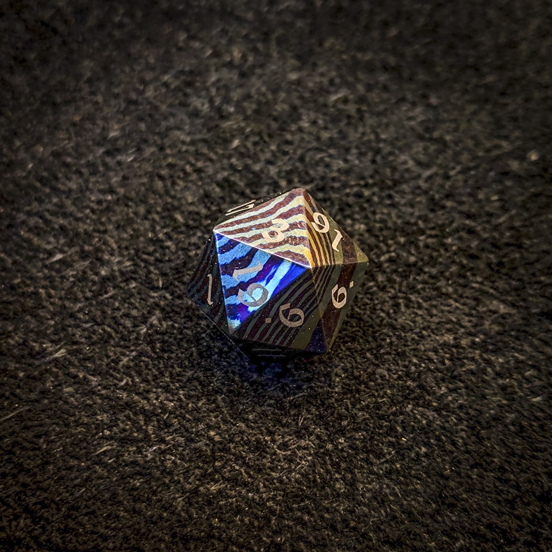 Timascus Dice (Titanium Damascus) Artisan Dice