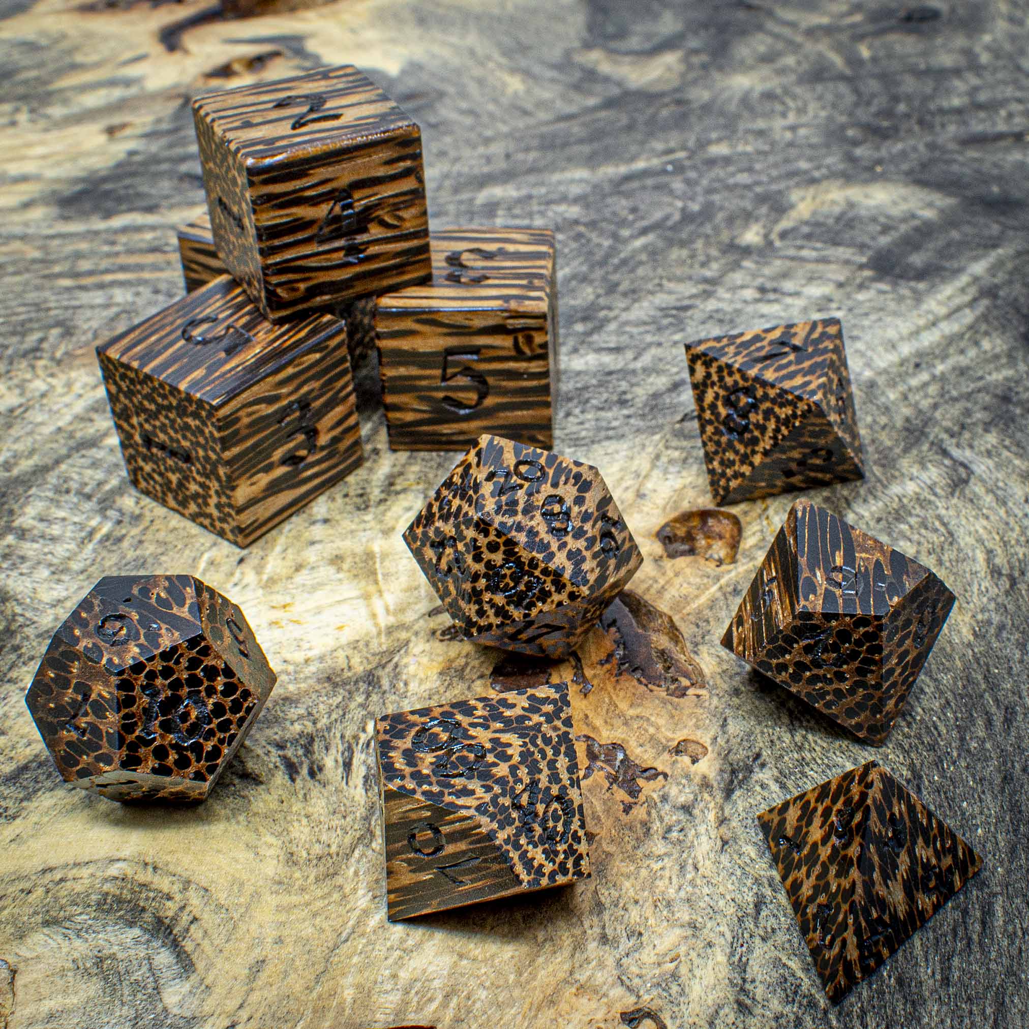 Black Palm Wood Artisan Dice