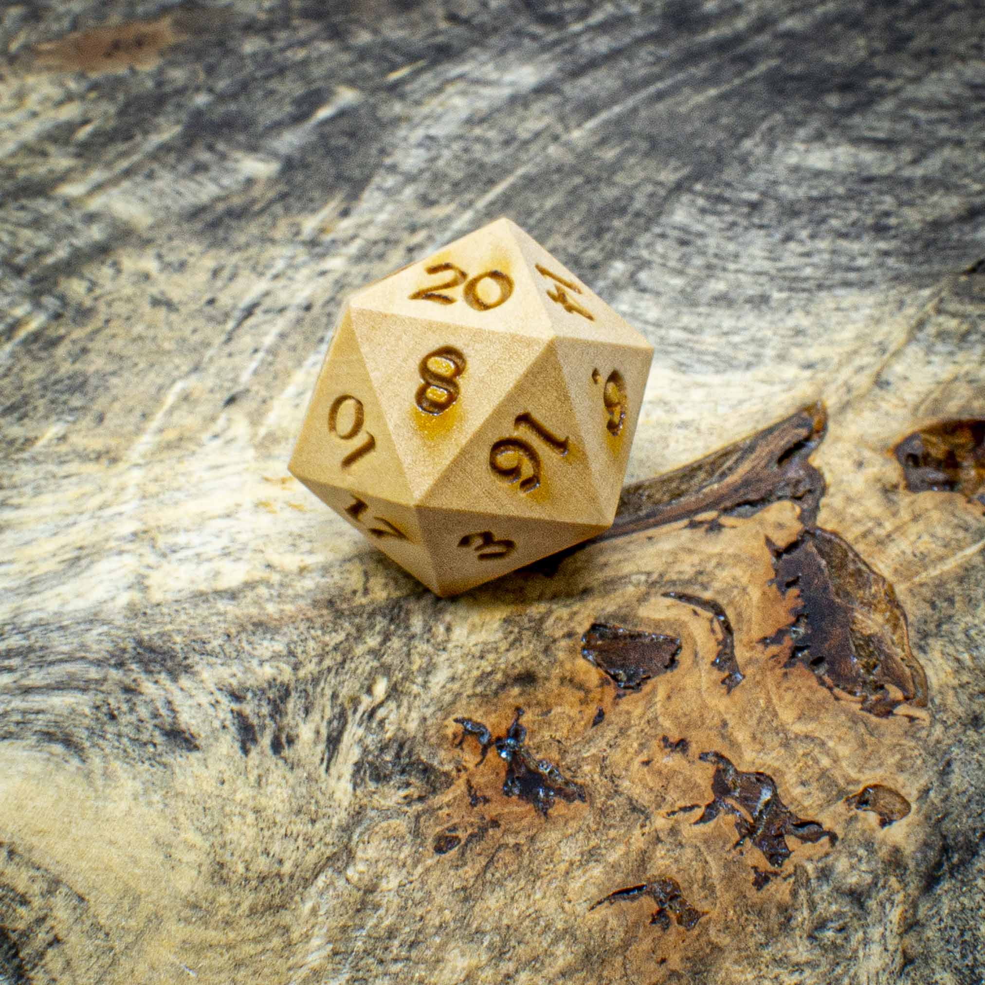 Ivory Wood Twenty Sided Die (d20) | Artisan Dice