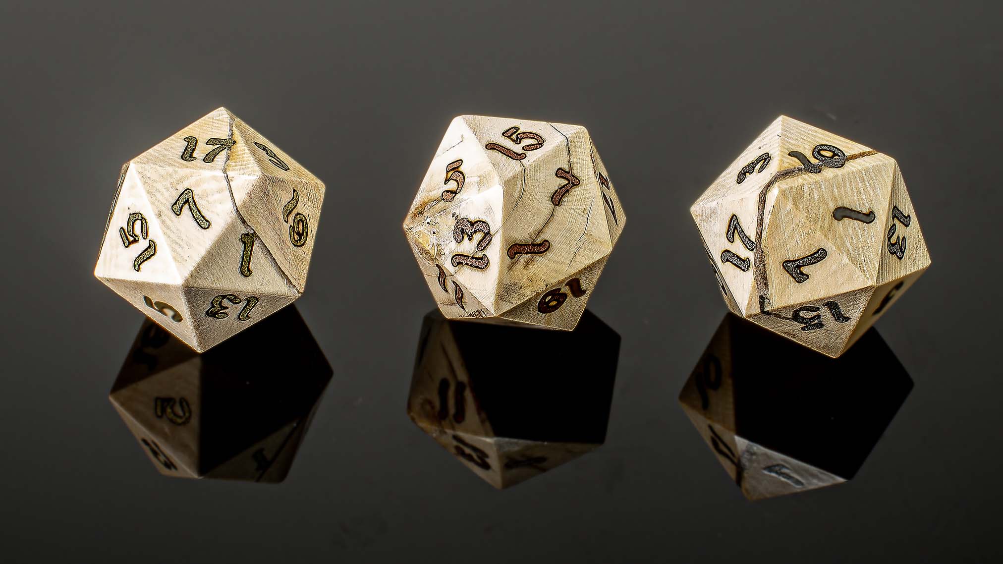 Mammoth Ivory D20s Inlay Outline